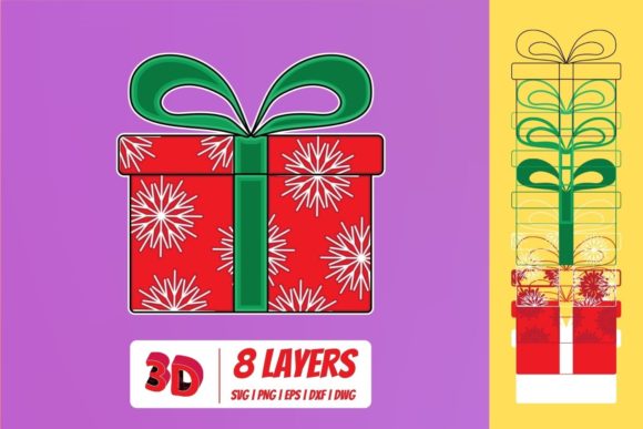 3D Christmas Gift 3 SVG Cut File for Creative Projects
