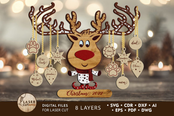 3D Layered DEER CHRISTMAS Cut File