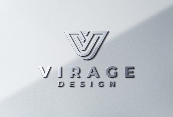 3D Metallic Chrome Logo Mockup Signage