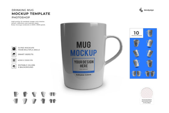 Coffee Mug 3D Mockup Template Bundle for Realistic Branding