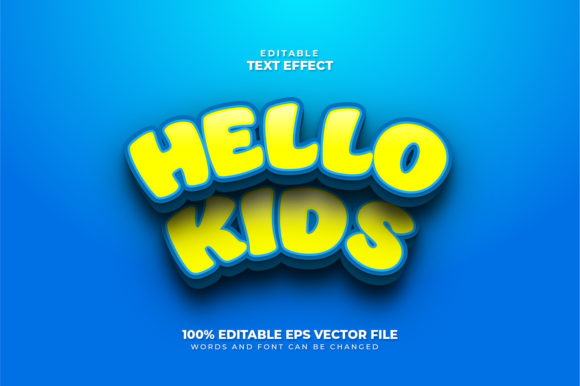 Hello Kids 3D Text Effect for Modern Design