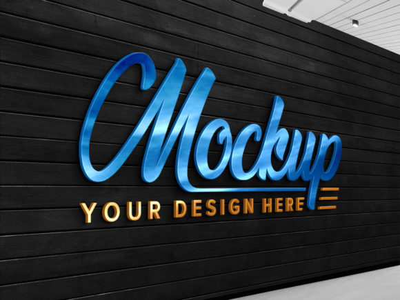 Logo Mockup 3D Sign on Black Wood Wall: A Realistic Brand Presentation Tool