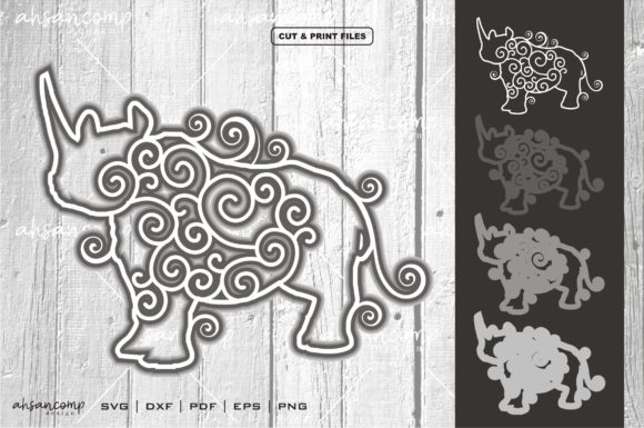 Rhino Vector SVG 3D Layered 3