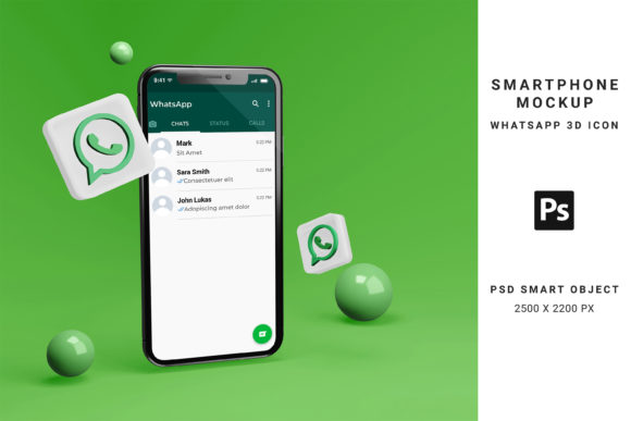 Smartphone Mockup with WhatsApp 3D Icon: A Visual Asset for Modern Digital Communication