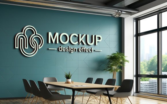 The Art of Presentation: How Logo Mockups Like the 3D Sign in Office Black Wall Elevate Brand Identity